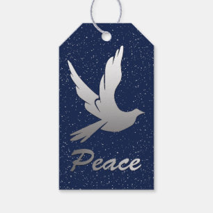 Peace Dove in Silver Grey Against a Starry Sky Gift Tags