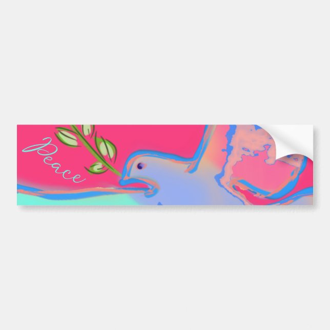 Peace dove, no war hot pink bumper sticker (Front)