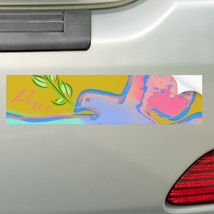Peace dove, no war yellow bumper sticker