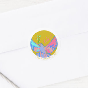 Peace dove, no war yellow classic round sticker