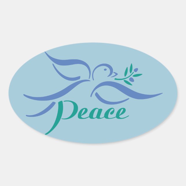 Peace Dove Oval Sticker (Front)