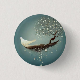 Peace Dove & Pearl Tree 3 Cm Round Badge