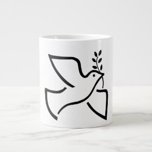Peace Dove Silhouette White Large Coffee Mug
