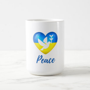 Peace Dove Ukraine Flag Heart Coffee Mug