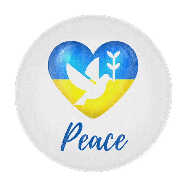 Peace Dove Ukraine Flag Heart  Cutting Board (Front)