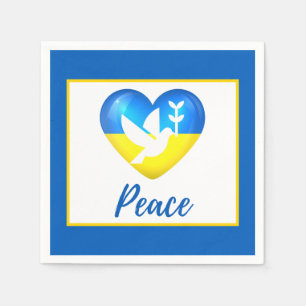 Peace Dove Ukraine Flag Heart Napkin