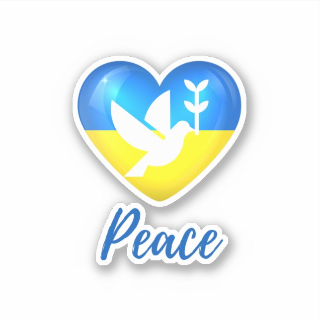Peace Dove Ukraine Flag Heart Vinyl  (Front)