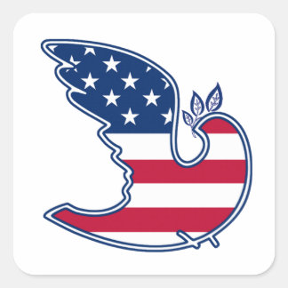 Peace Dove US Patriotic Design Square Sticker