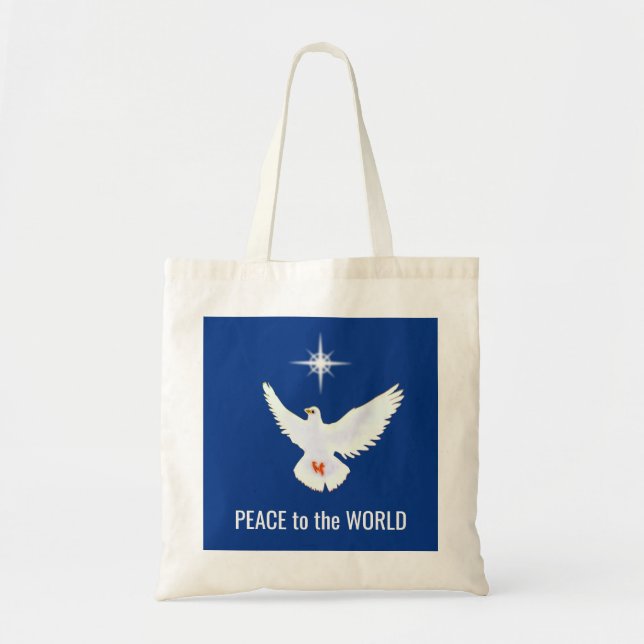 Peace Dove with Editable Text Tote Bag (Front)