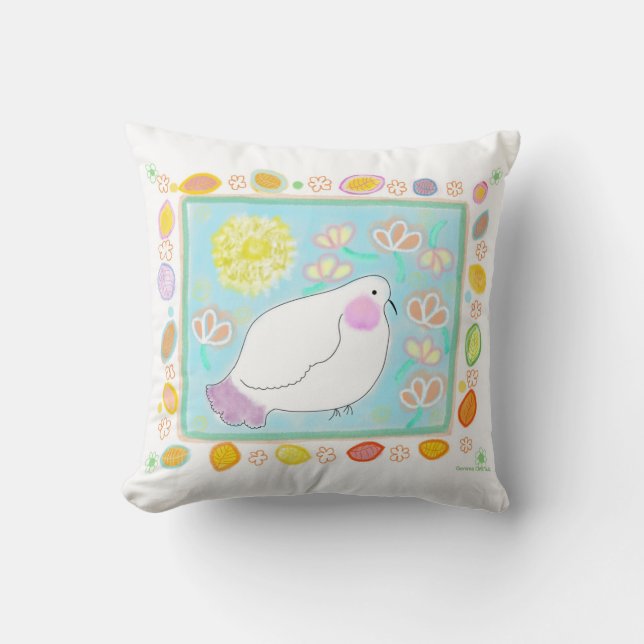 Peace Dove with flowers pillow (Front)
