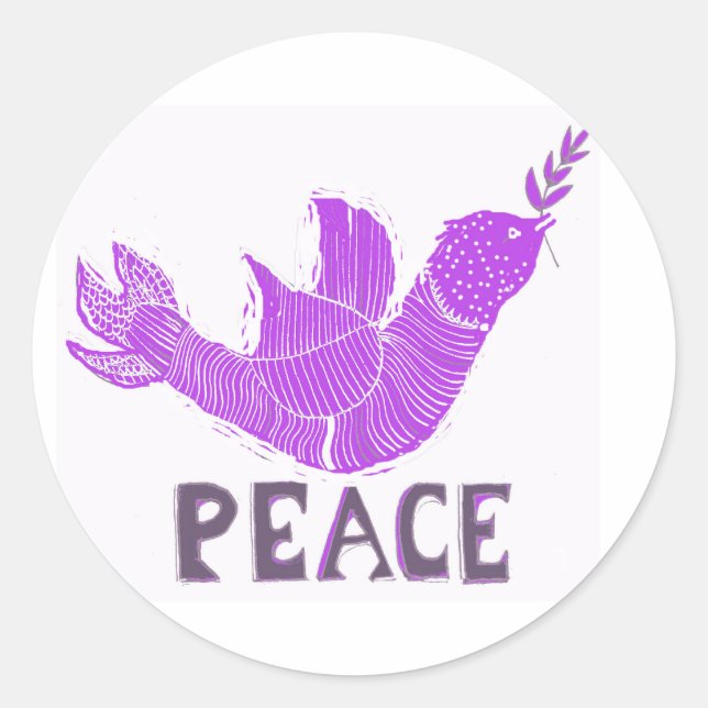 Peace Dove with Laurel Branch Classic Round Sticker (Front)