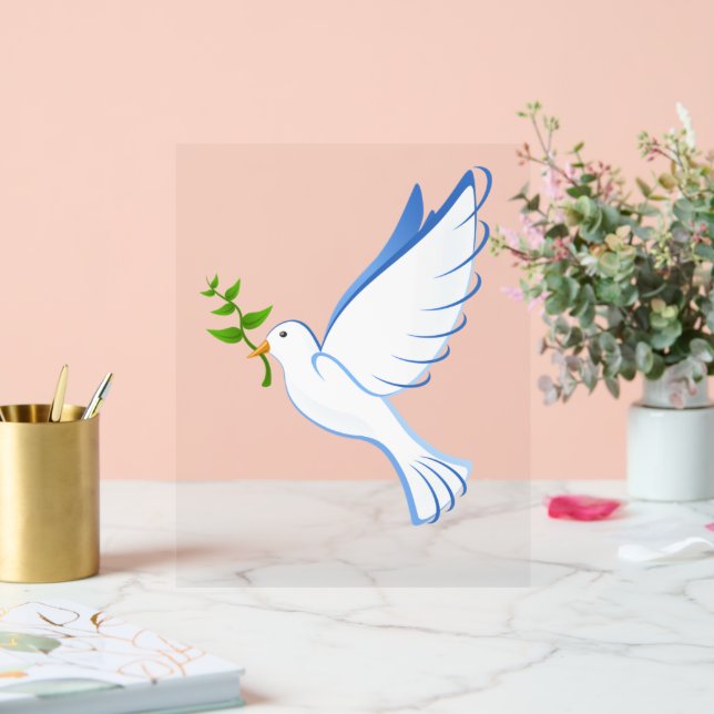 Peace Dove with Olive Branch Acrylic Sign (Wedding)
