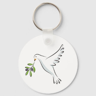 Peace dove with olive branch key ring