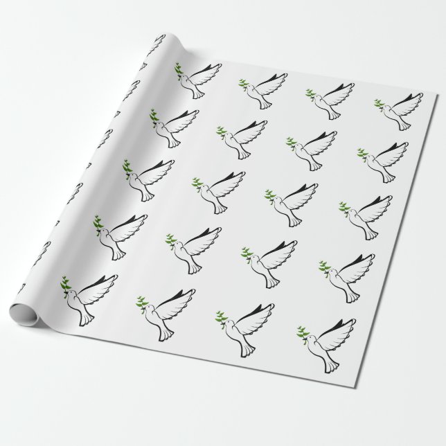 Peace Dove with Olive Branch  Wrapping Paper (Unrolled)