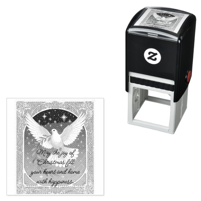 Peace Dove With Olive Sprig Decor Greeting Card Self-inking Stamp (In Situ)
