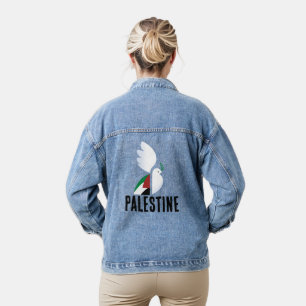 peace dove with the Palestinian flag Denim Jacket