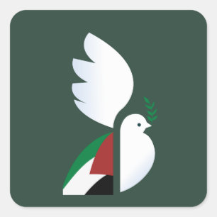 peace dove with the Palestinian flag Square Sticker