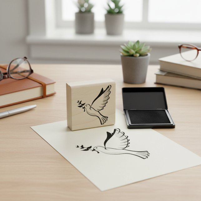 Peace Dove Wood Art  Rubber Stamp (Peace Dove Wood Art Rubber Stamp)