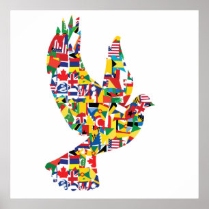 Peace Dove World Flags Poster