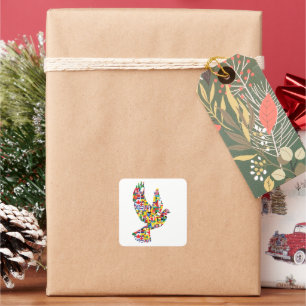Peace Dove World Flags Square Sticker