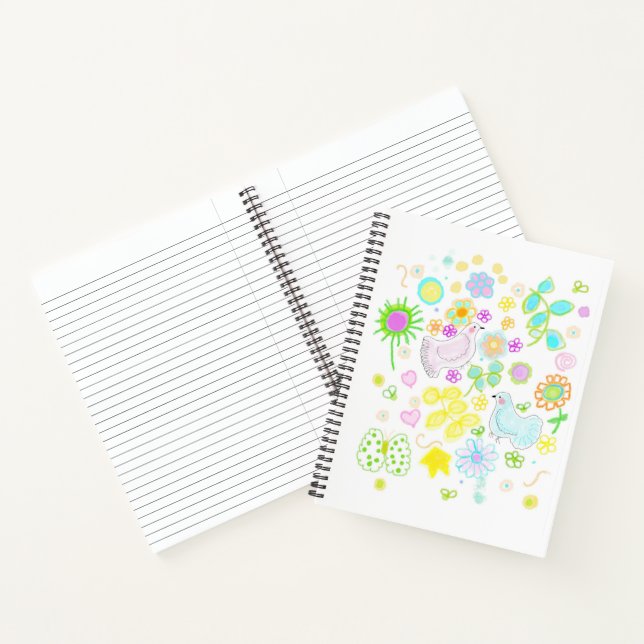 Peace doves and floral notebook (Inside)