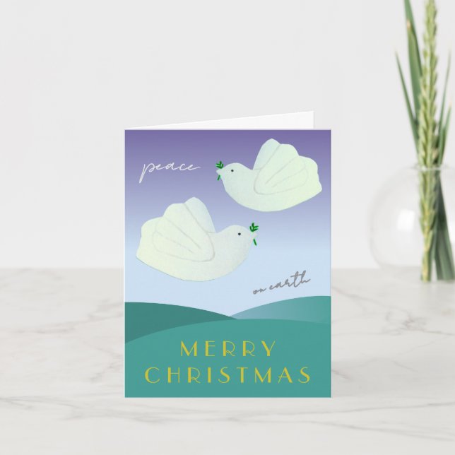 Peace Doves Cute Modern Christmas Card (Front)