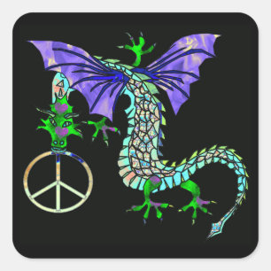 Peace Dragon Square Sticker
