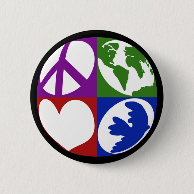 Peace, Earth, Love, Dove Button (Front)
