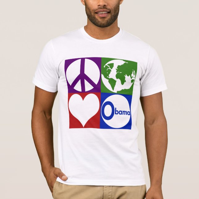 Peace, Earth, Love, Obama T-Shirt (Front)