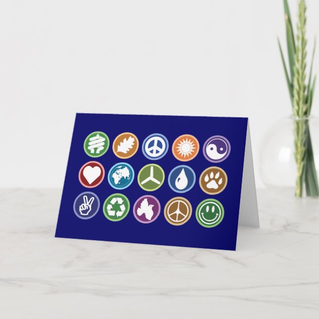 Peace & Eco Symbols Holiday Card (Front)