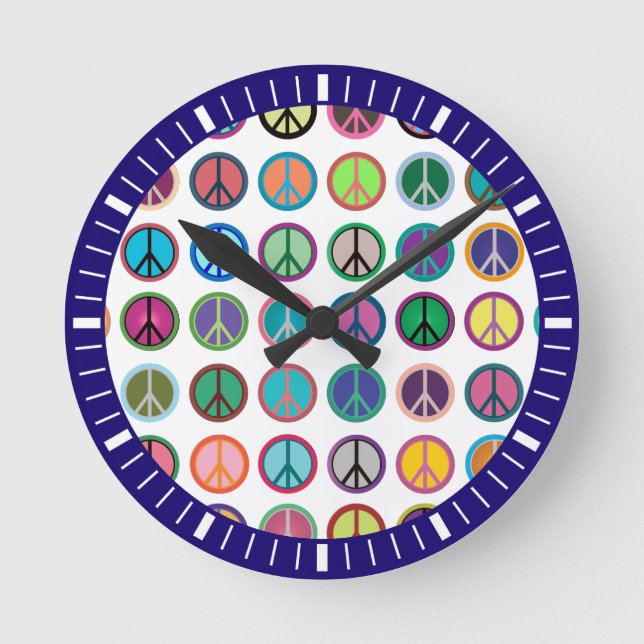 Peace & Eco Symbols Round Clock (Front)