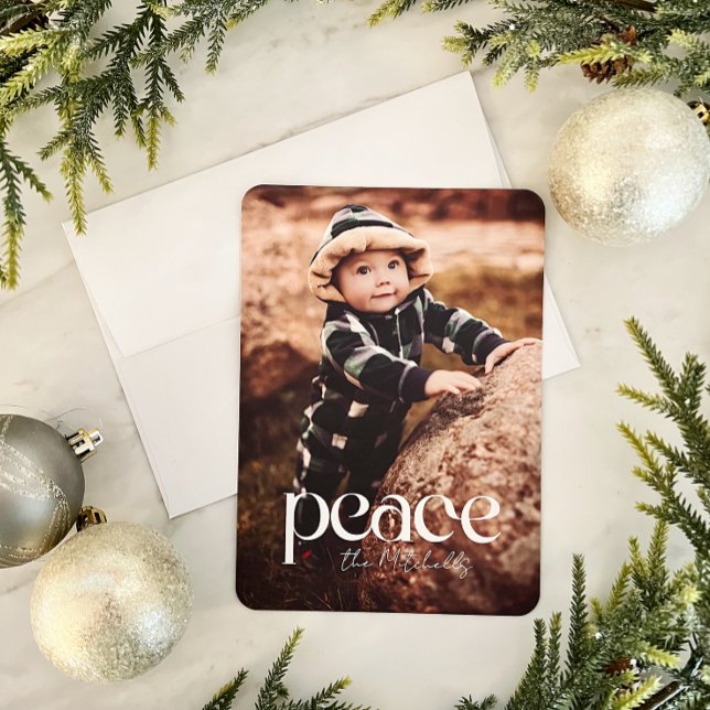 Peace Elegant Full Photo Holiday Card (Creator Uploaded)