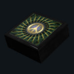 Peace Energy Spiral Jewellery Gift Box<br><div class="desc">Peace Energy Sprial Lacquered Gift Box | Peace sign symbol on green and gold spiral design pattern art made into a wonderful wooden lacquered gift box to keep trinkets, jewellery or anything special. Choose from two sizes and choice of 4 colour lacquered finishes Like my designs & Art? I would...</div>