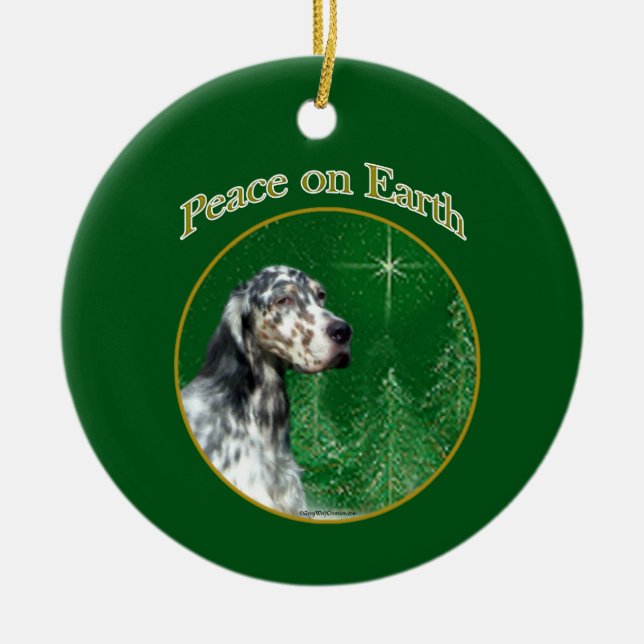 Peace English Setter Ceramic Tree Decoration (Front)