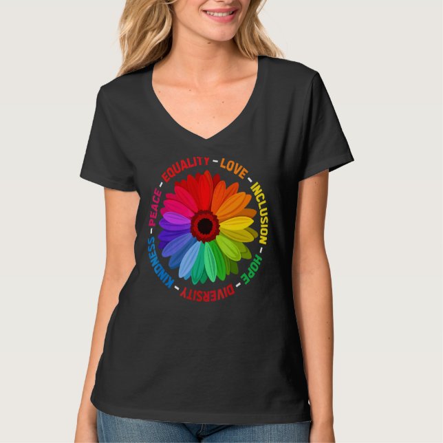 Peace Equality Love Inclusion Hope Diversity Kindn T-Shirt (Front)