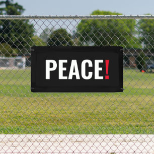 Peace exclamation point black white red anti war banner