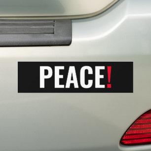 Peace exclamation point black white red anti war bumper sticker