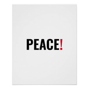 Peace exclamation point white black red anti war poster