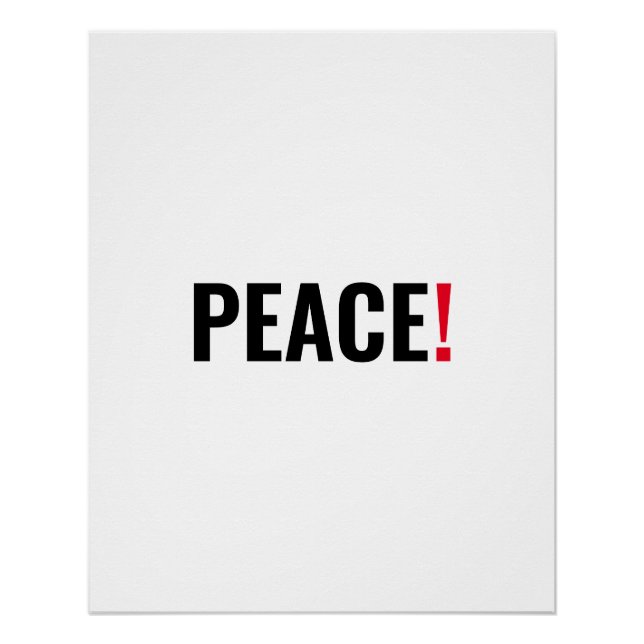 Peace exclamation point white black red anti war poster (Front)