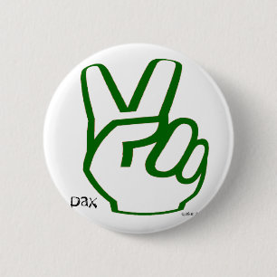 Peace Fingers - Green 6 Cm Round Badge