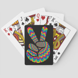 peace fingers hippy playing cards