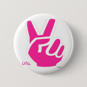 Peace Fingers - Pink 6 Cm Round Badge