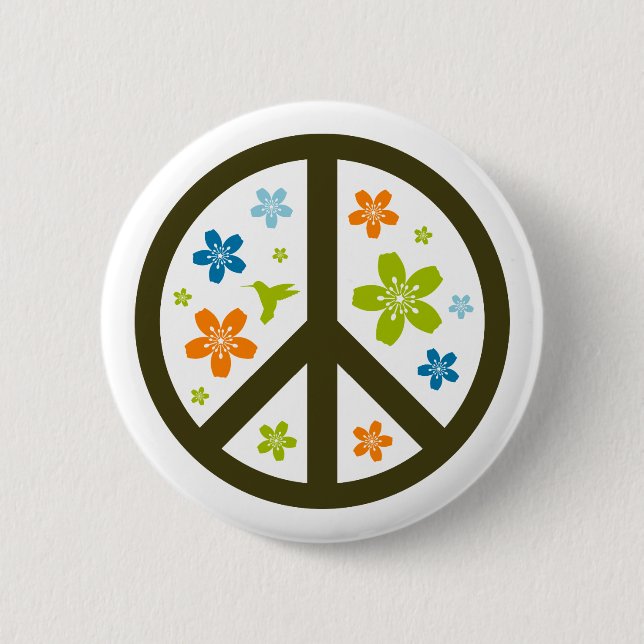Peace Floral Design 6 Cm Round Badge (Front)