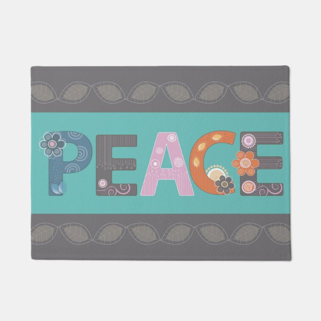 Peace Floral Design Doormat (Front)