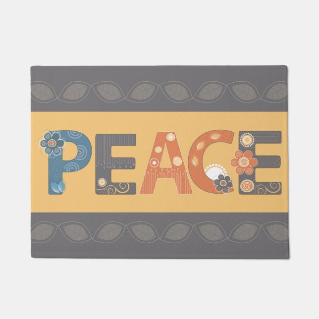 Peace Floral Design Doormat (Front)
