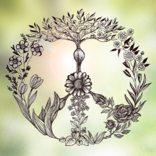Peace Floral Drawing Cute Boho Hippie Flowers Art