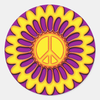 PEACE FLOWER CLASSIC ROUND STICKER