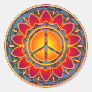 PEACE FLOWER CLASSIC ROUND STICKER