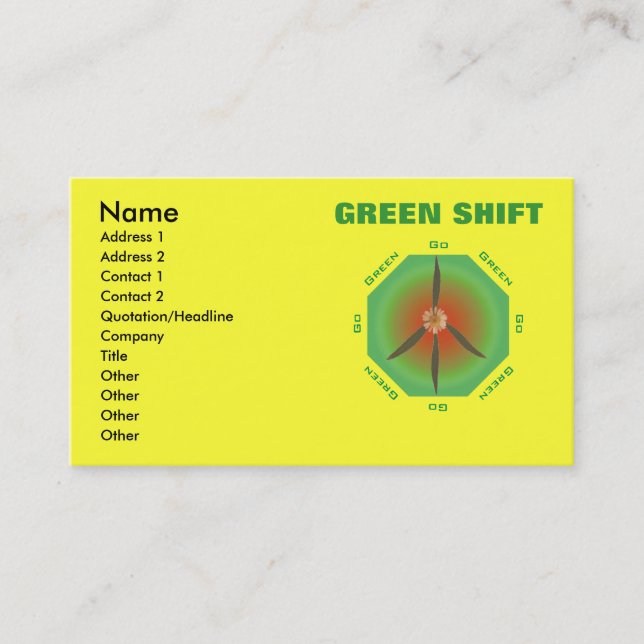 Peace Flower - Go Green Business Card (Front)