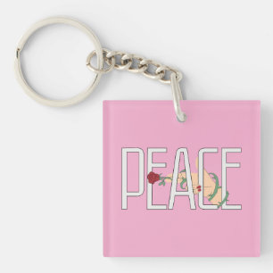 Peace Flower Hand Minimalist Quote Art Key Ring